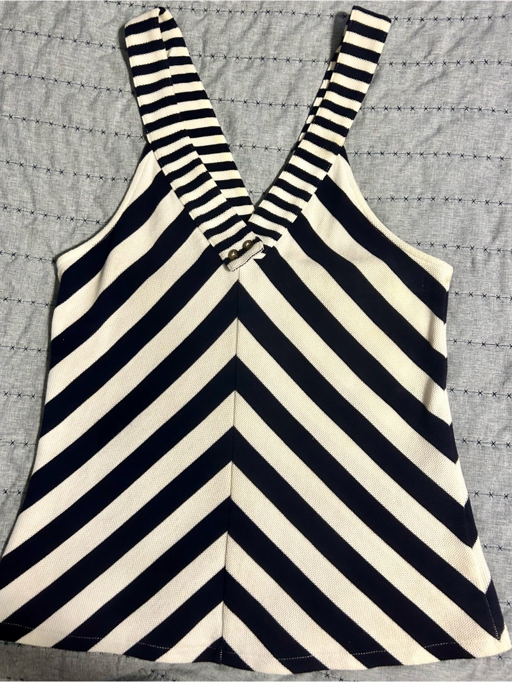 Adorable, nautical top. Criss-Cross Straps. Navy & White from Anthropologie